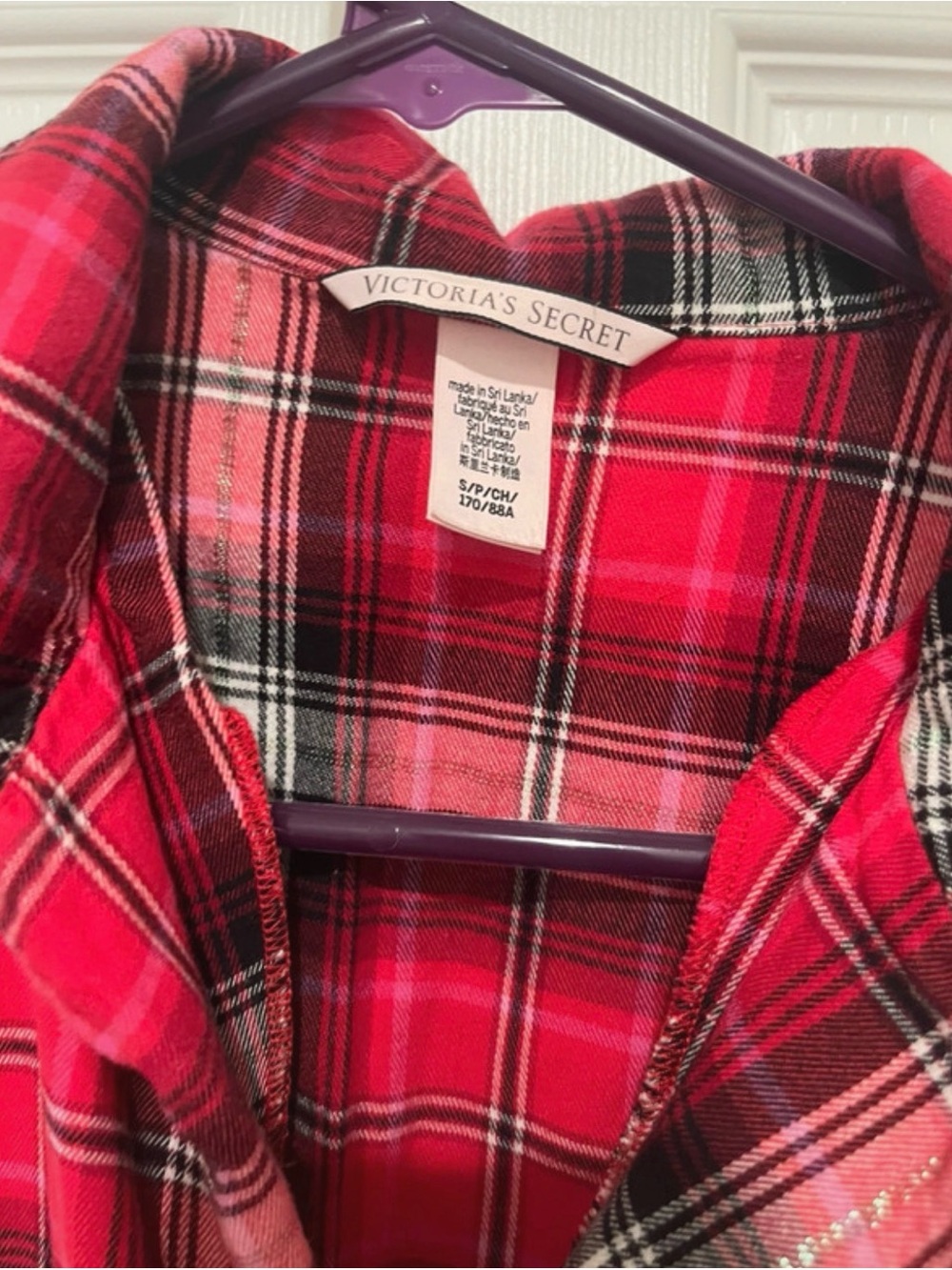 Victoria's Secret Red and Black Plaid Sleep Shirt